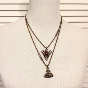 Lucky Layered Carnelian and Gold Buck Necklace